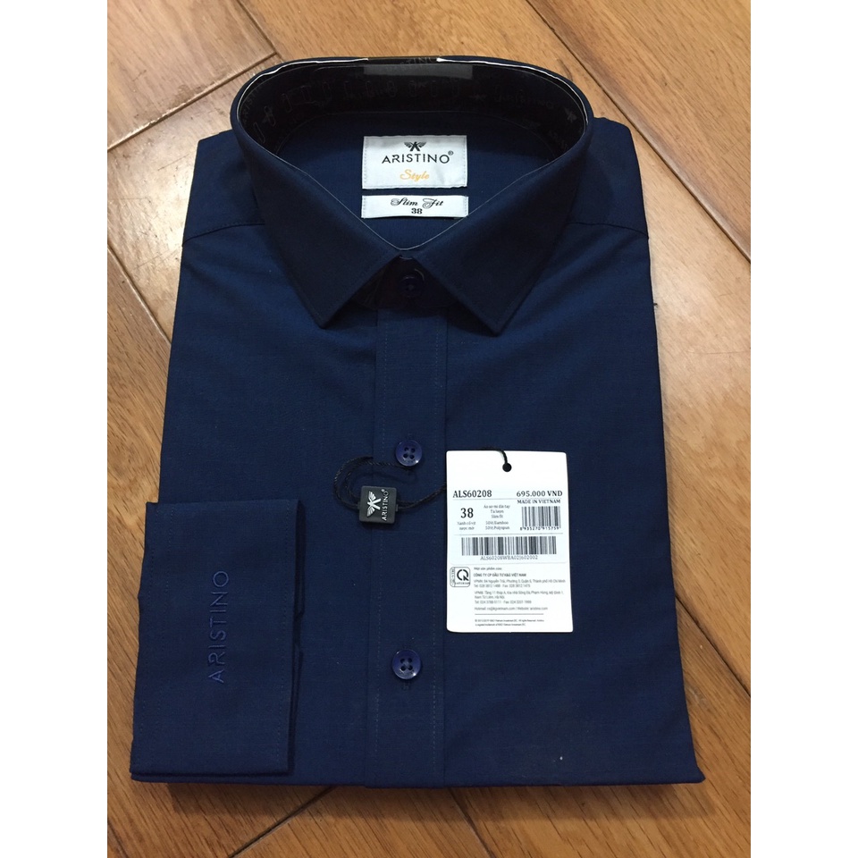 Áo sơ mi nam dài tay Aristino  CHÍNH HÃNG – SALE ALS60208 dáng Slimfit, tà lượn, chất liệu bamboo mềm mát