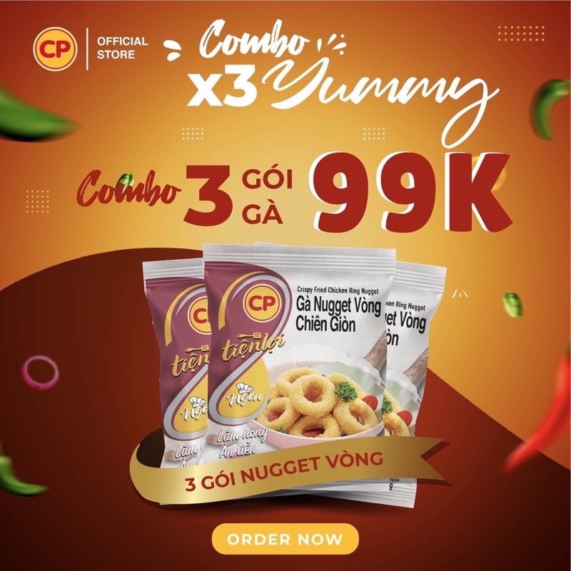 Combo 3 gói gà CP chiên giòn 1 gói 300gr