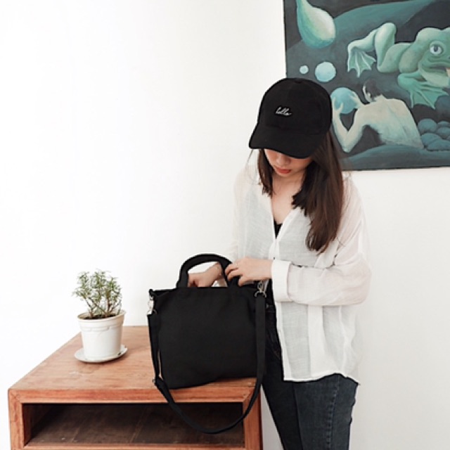 Túi vải đi học đeo chéo và xách tay chất liệu canvas unisex cho nam và nữ - May's totebag 2in1 trơn