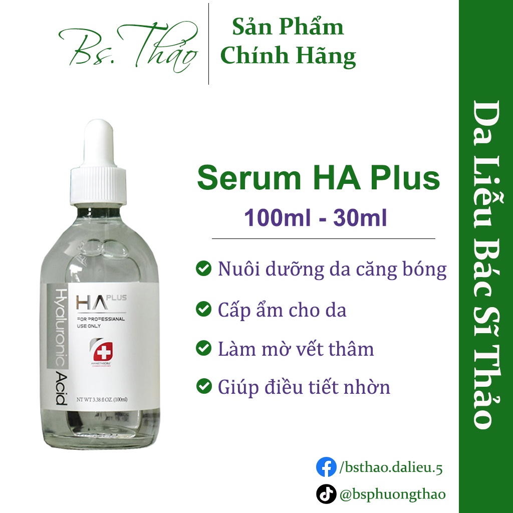 Serum Cấp Nước, Cấp Ẩm Phục Hồi Da - Tinh chất Hyaluronic Acid HA Plus