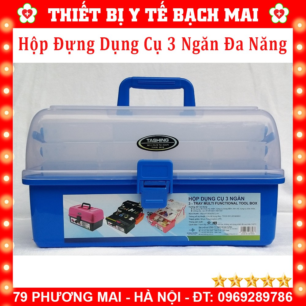 Hộp Nhựa Đựng Dụng Cụ 3 Tầng TASHING - Hộp Đựng Thuốc, Nail, Đồ Câu