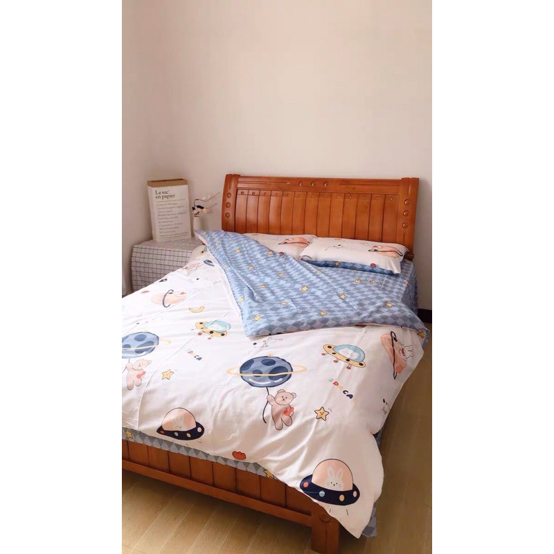 Set Chăn Ga Vũ Trụ Cotton Living Dày Dặn Thoáng Mát Cực Xinh (Shinbedding.shop)