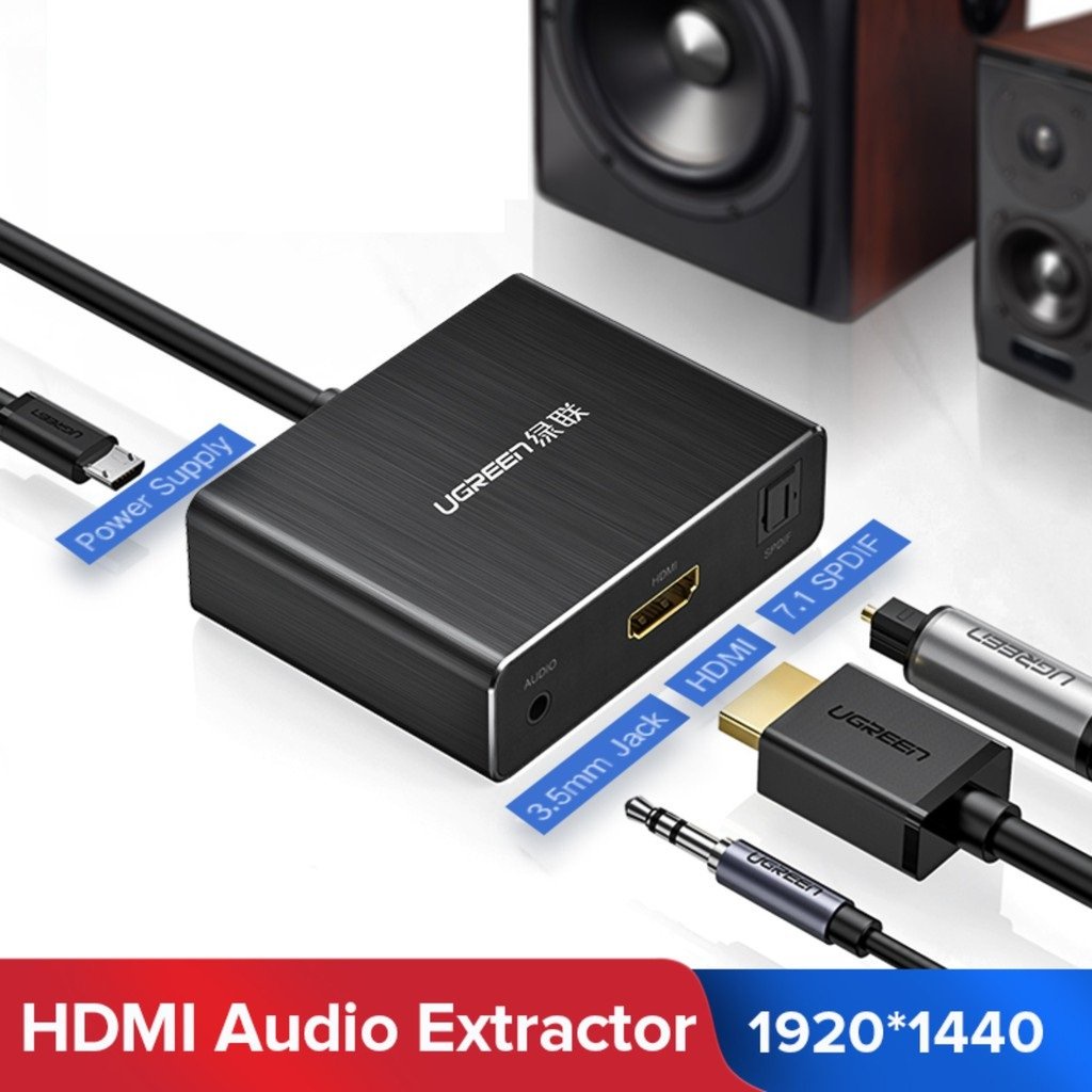 Cáp chuyển HDMI sang HDMI có cổng quang SPDIF 5.1 và audio 3.5mm Ugreen 40281