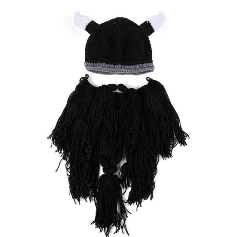 Han Mũ Len beanie Mùa Đông Dệt Kim Râu viking Cổ Điển