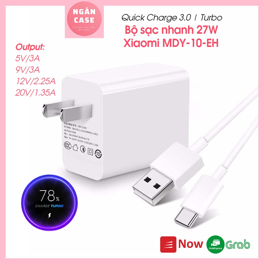 Bộ Sạc Nhanh Turbo Xiaomi 27W MDY-10-EH (Củ sạc nhanh QC3.0 kèm Cáp Type C 3A)