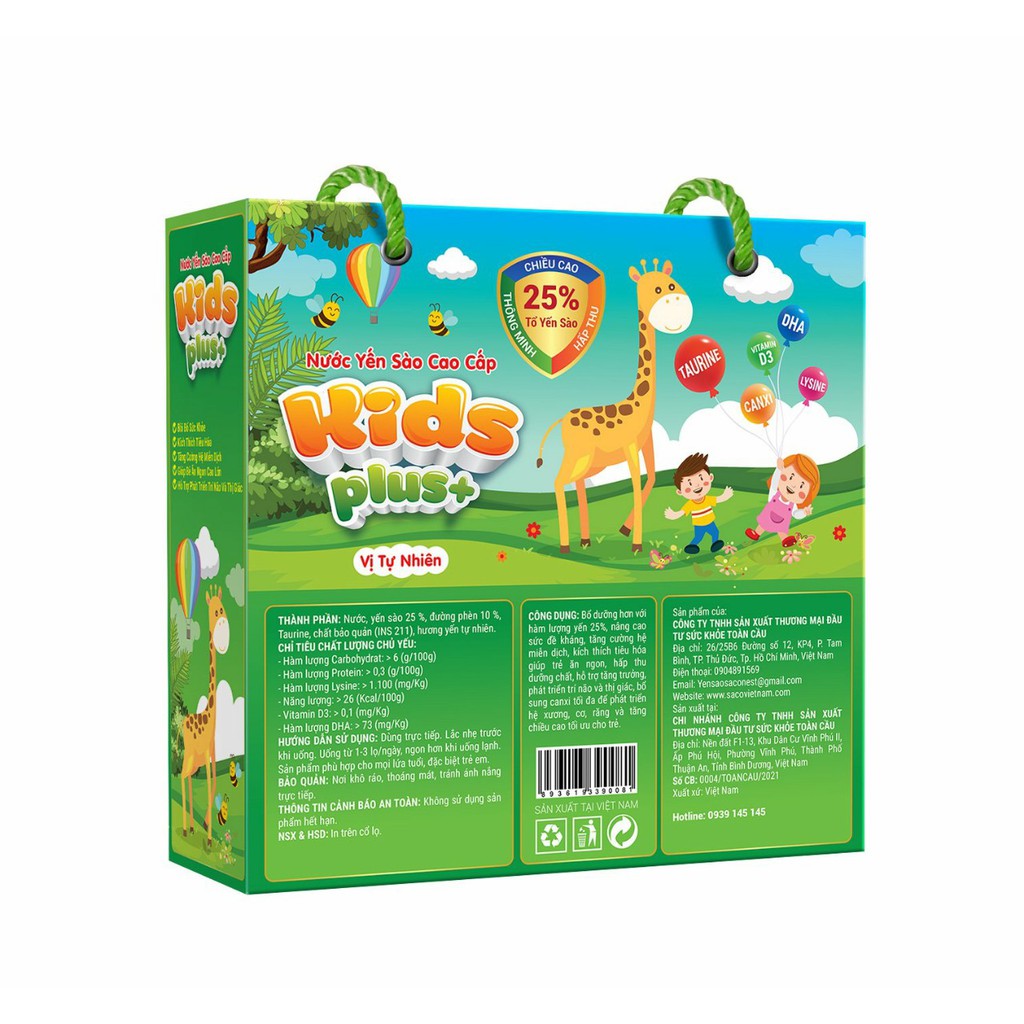 Nước Yến Sào Cao Cấp Kids Plus+ Thương Hiệu SACONEST 25% Yến thiên Nhiên hủ 70ml