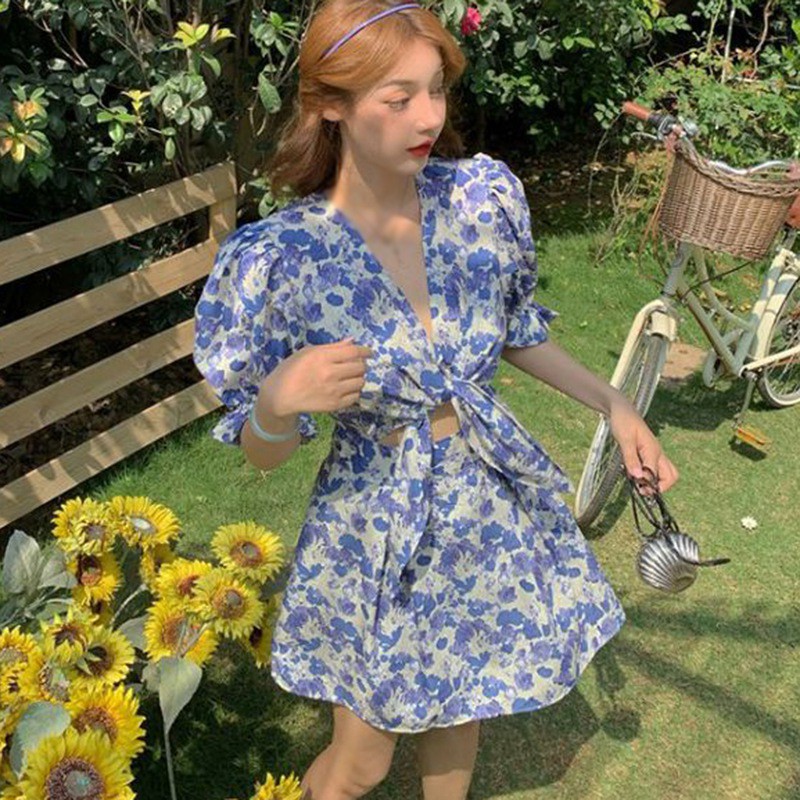 Đầm Nữ Tay Ngắn Cổ Chữ V Ôm Eo Thời Trang Quyến Rũ