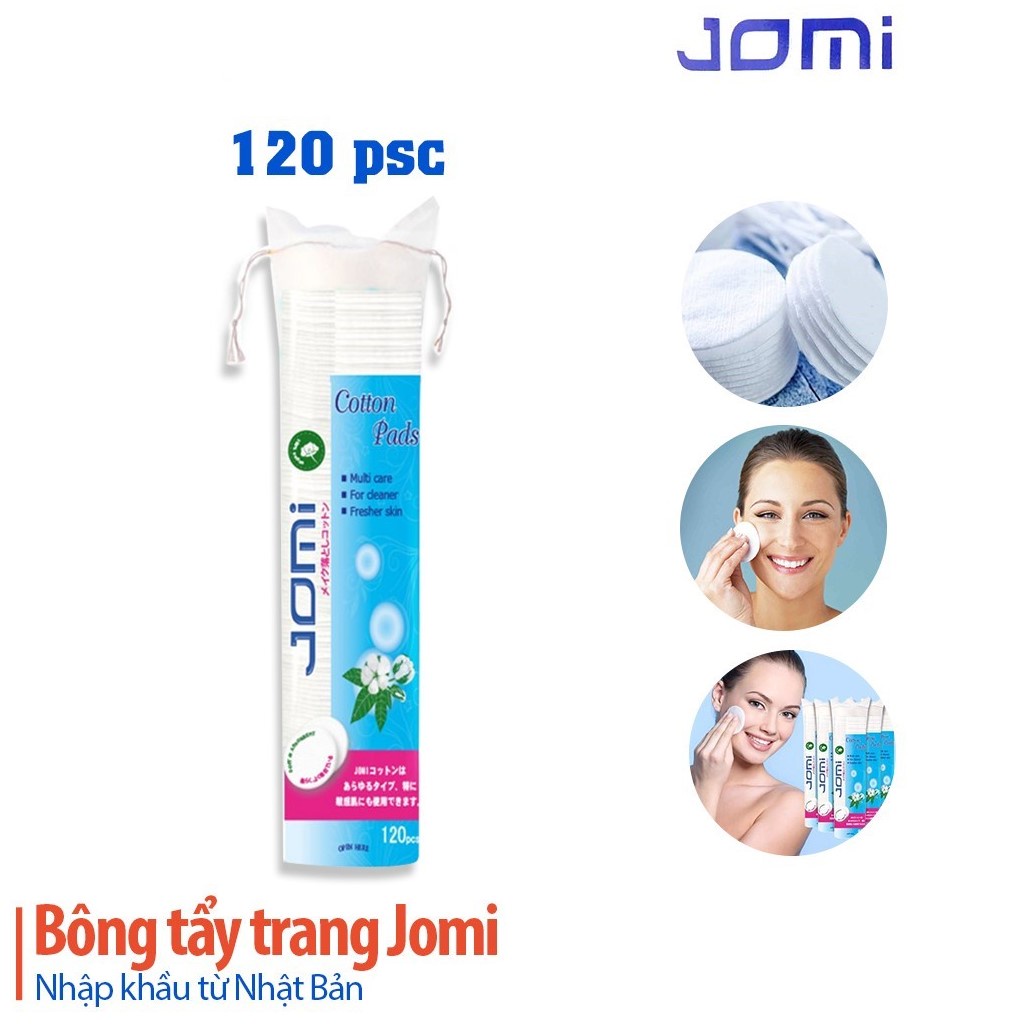 Bông Tẩy Trang Jomi Cotton Pad 100% cotton tự nhiên siêu thấm, siêu mịn, không gây xơ 120 Miếng