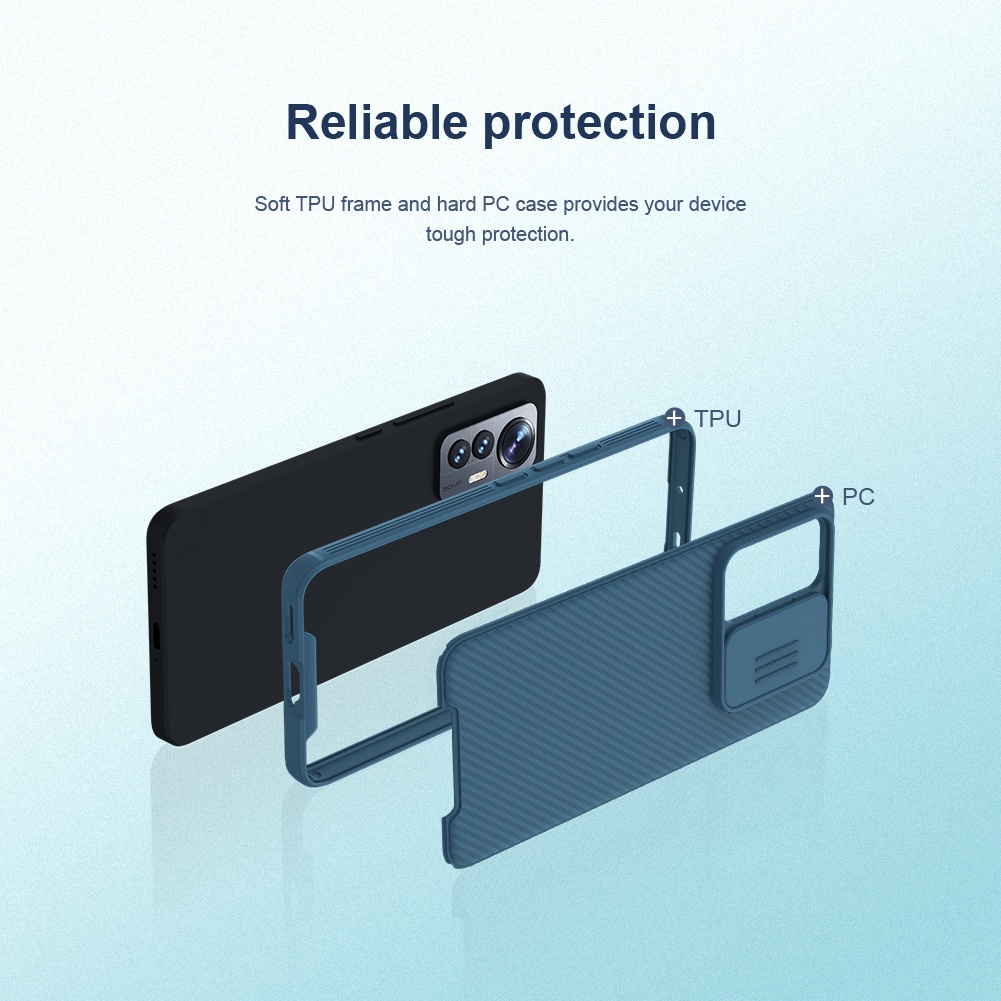 Ốp điện thoại Nillkin bằng TPU + PC chống sốc có nắp trượt bảo vệ camera cho Xiaomi Mi 12 Lite