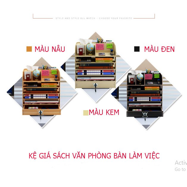 Kệ Giá gỗ để sách tài liệu để bàn mini trong văn phòng nhiều mầu sắc cho bạn lựa chọn Kiểu hình chữ nhật có nhiều ngăn