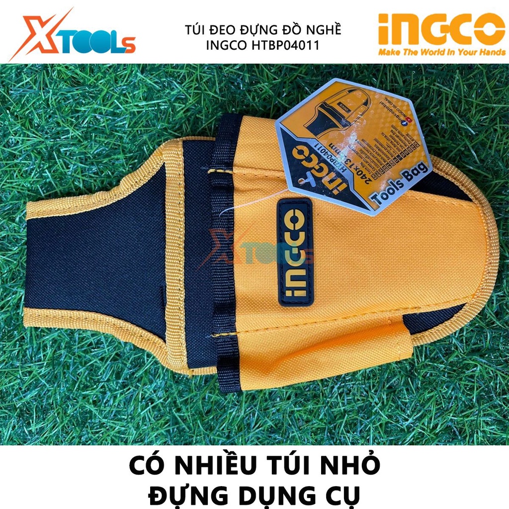 Túi đeo lưng đựng đồ nghề INGCO HTBP04011 | túi dụng cụ đeo hông kích thước L240 × W130mm chất liệu polyeste 600D chứa c