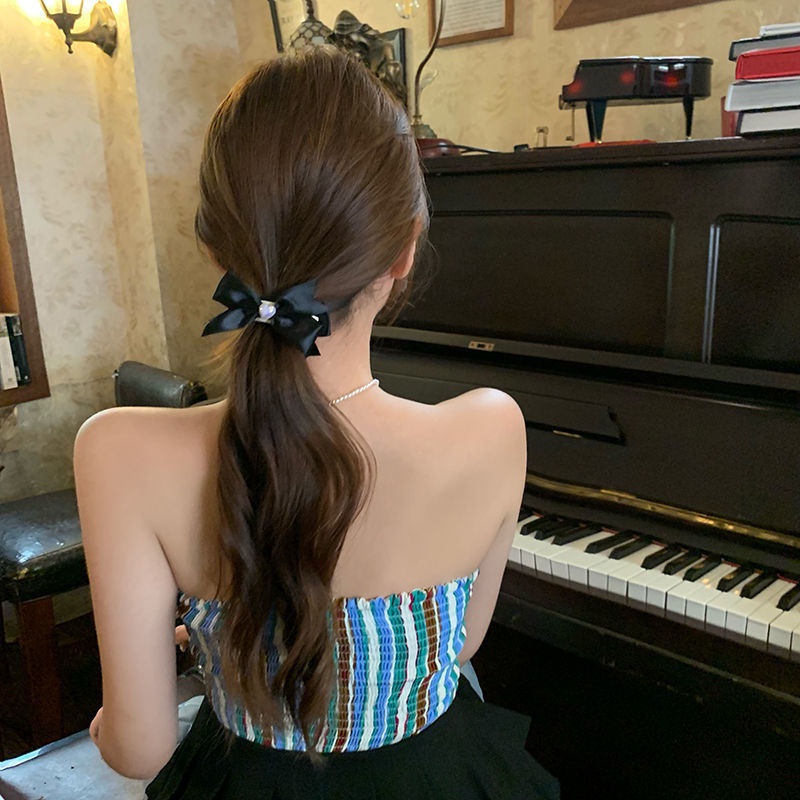 Kẹp Tóc Nơ Hình Trái Tim Màu Trắng Xanh Dương Xinh Xắn Cho Bé Gái