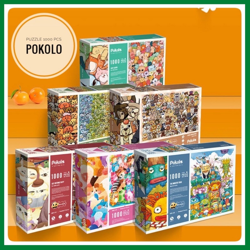 Bộ xếp hình thông minh 1000  miếng Pokolo Puzzle 1000 pcs chất lượng cao họa tiết 12 con giáp, mèo, chó, monster