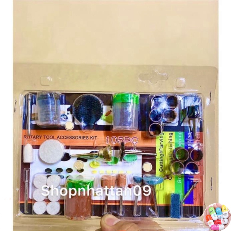 Bộ phu kiện mài khắc đa năng 105 chi tiết cho máy khoan mài mini - Bộ phụ kiện mài khắc đánh bóng 105 chi tiết