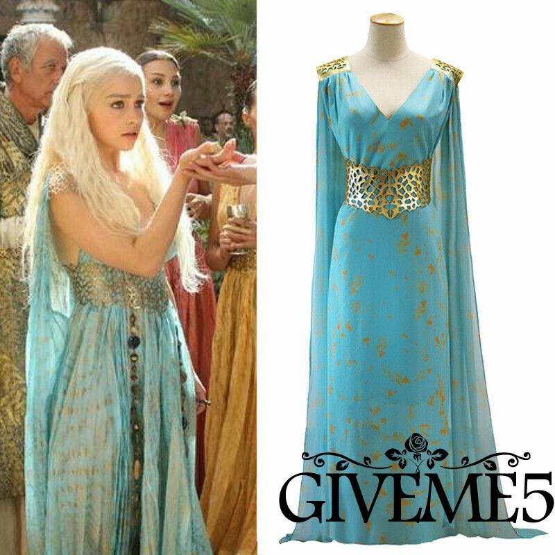 ♛♚♛Halloween Mother of Dragons Game of Thrones Daenerys Targaryen Women Maxi Dress Costume