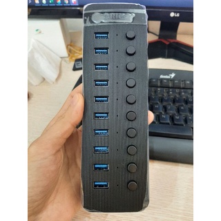 Bộ chia 10 cổng usb 3.0 công tắc riêng orico ct2u3-10ab - hub usb orico 10 port
