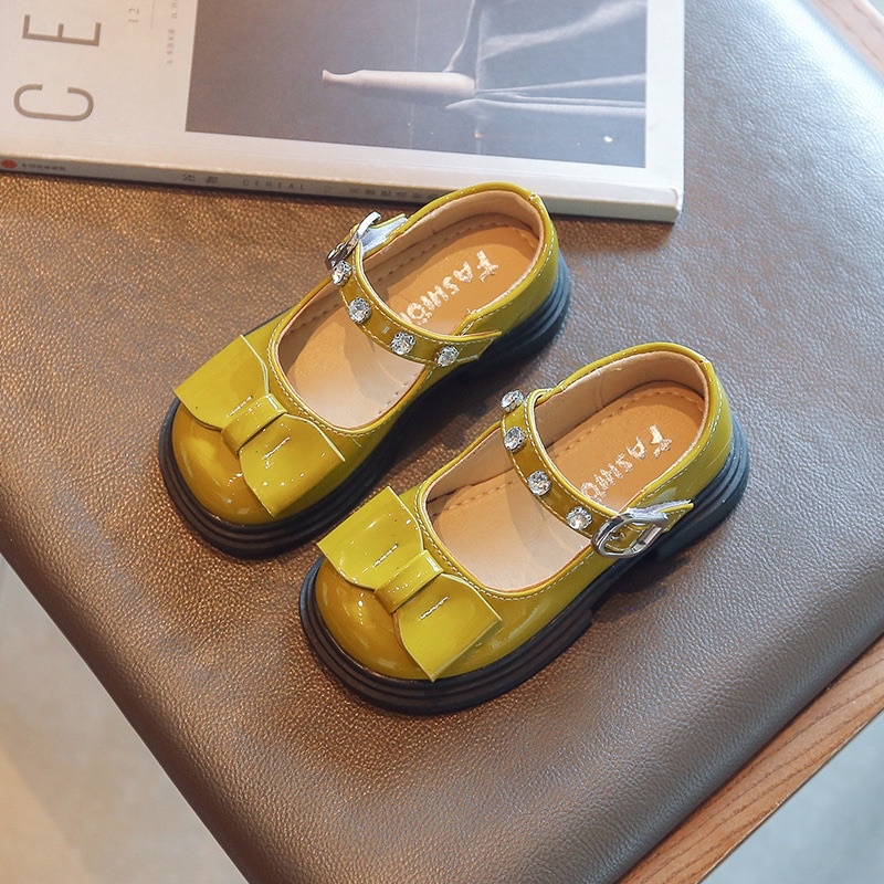 Giày búp bê đính nơ cho bé gái thiết kế quai đính đá siêu xinh lên chân siêu xinh tiểu thư