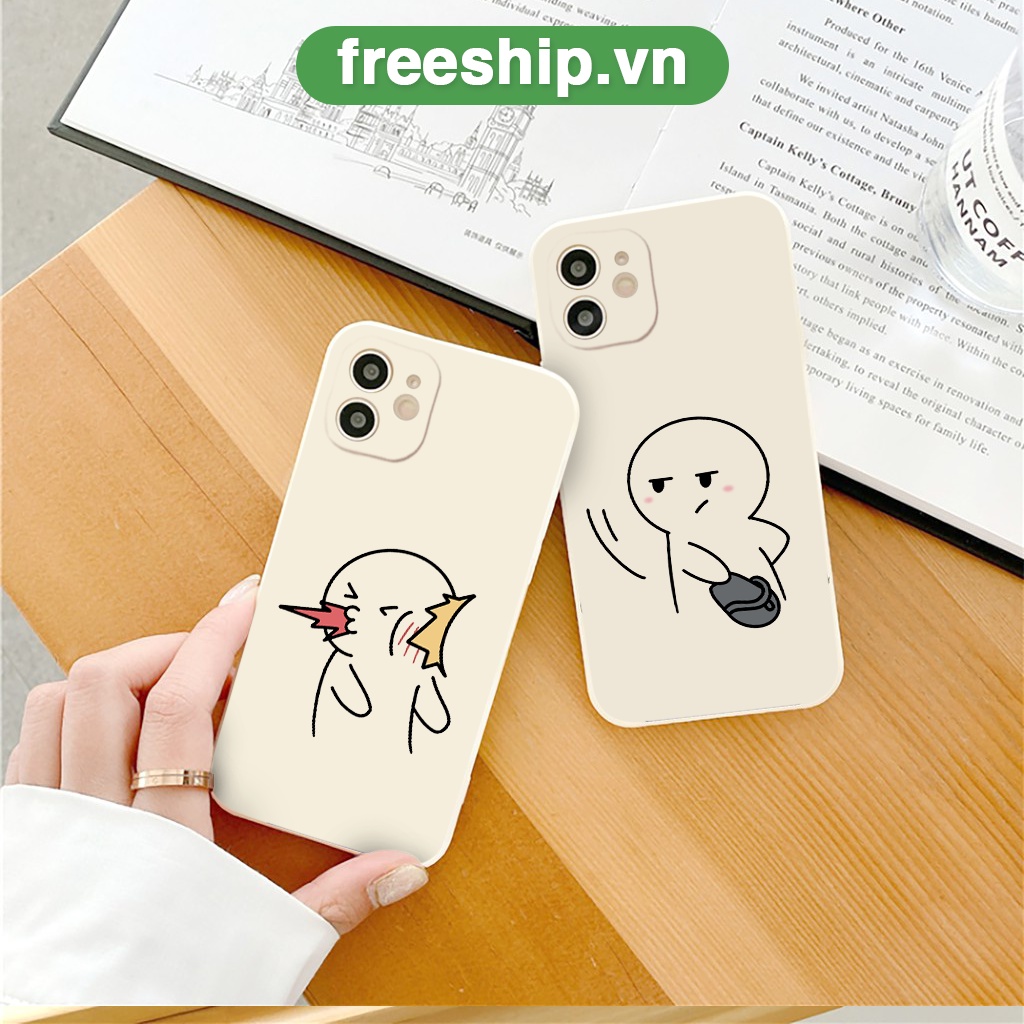 Ốp điện thoại iphone viền vuông ngộ nghĩnh bựa hoạt hình cặp đôi Cute 6s/6plus/7/7plus/8plus/x/xsmax/11/11promax/12/13pr