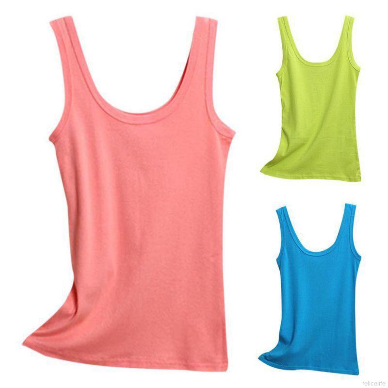 Áo tank top ba lỗ cotton màu trơn thời trang cho nữ