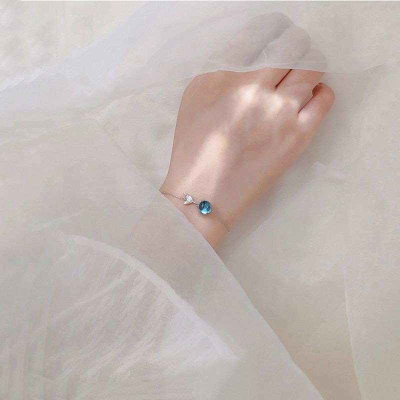Vòng tay nữ bạc S925 - Lắc tay nữ bạc Ý Blue Ocean dễ thương, thanh lịch Vườn Trang Sức