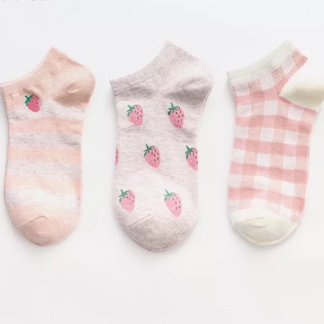 Set 3 đôi vớ cao cấp nữ cổ ngắn hãng Caramella chất vải cotton co giãn thấm hút mồ hôi