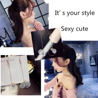 Bông tai dài kết vỏ sò thiết kế bất đối xứng - Bông tai phong cách sexy cute
