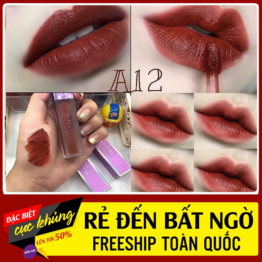 Son Black Rouge A12 Màu Đỏ Nâu Trầm ⚡️𝐌𝐢𝐞̂̃𝐧 𝐏𝐡𝐢́ 𝐒𝐡𝐢𝐩⚡️ Son Kem Lì Black Rouge Chuẩn Chính Hãng