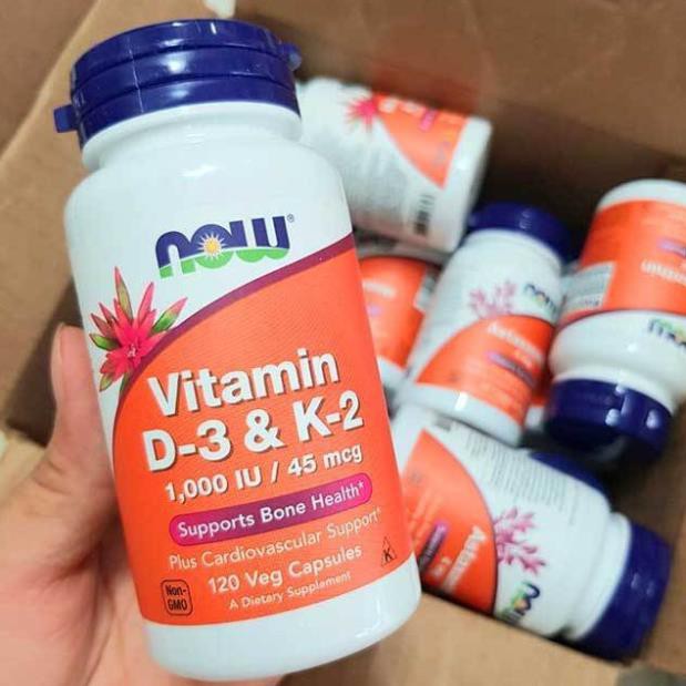 NOW VITAMIN D3 1000IU + K2 45MCG -  TĂNG CƯỜNG KHẢ NĂNG XƯƠNG KHỚP, HỆ MIỄN DỊCH (120 VIÊN) | BigBuy360 - bigbuy360.vn