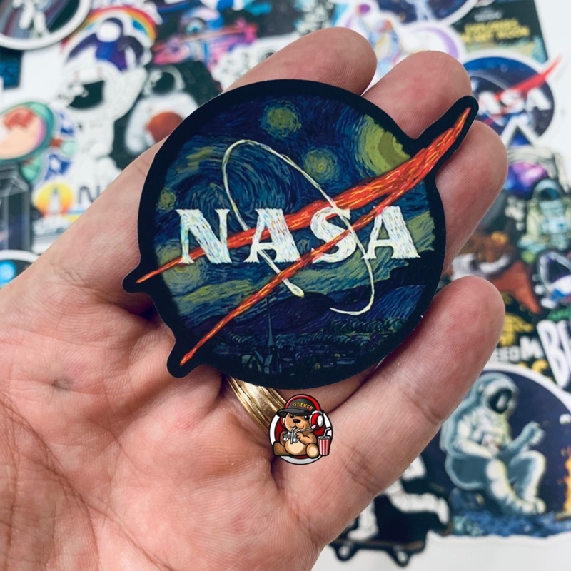 Sticker tem Nasa 03 mẫu HOT hình dán cute trang trí nón - mũ bảo hiểm, điện thoại, laptop, ván trượt ..