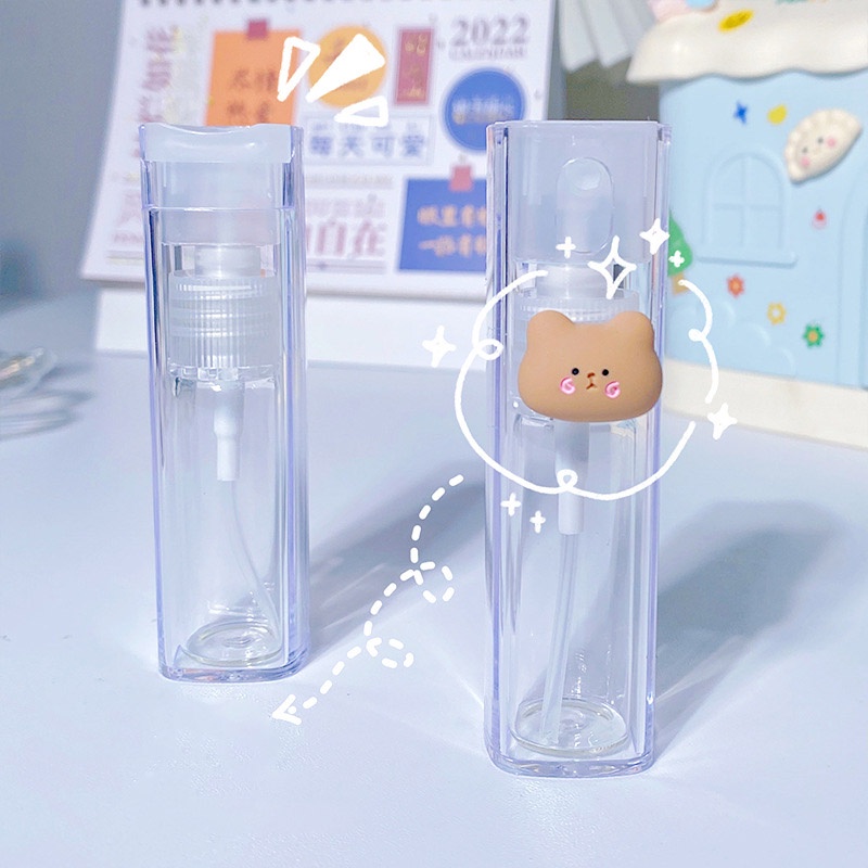 Bình Xịt Nước Hoa Mini 10ml Hình Vuông Họa Tiết Hoạt Hình Dễ Thương
