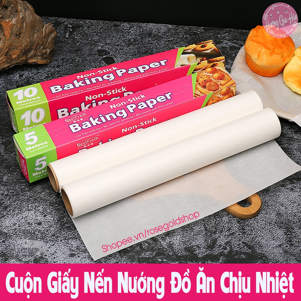 Giấy Nến Chịu Nhiệt Chống Dính Không Thấm Dầu Lót Nướng Bánh, Nướng Thịt Size 30x5m, Hấp Bánh