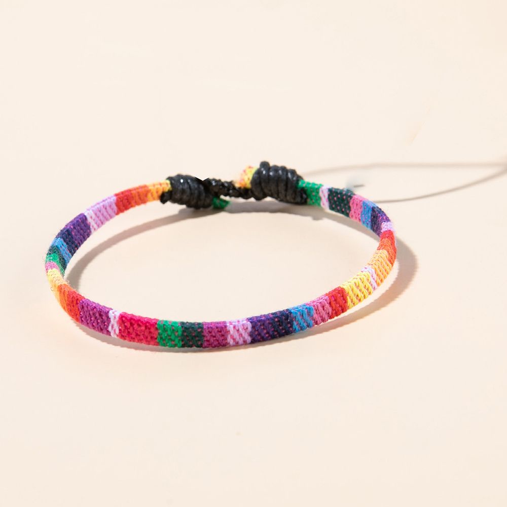 Vòng đeo chân bện dây màu cầu vồng phong cách bohemian thời trang cho nam nữ