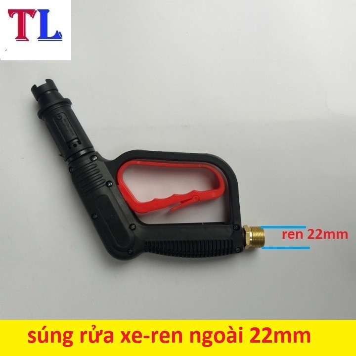 súng rửa xe - Súng phun xịt rửa xe áp lực cao Ren 22mm(cò đỏ