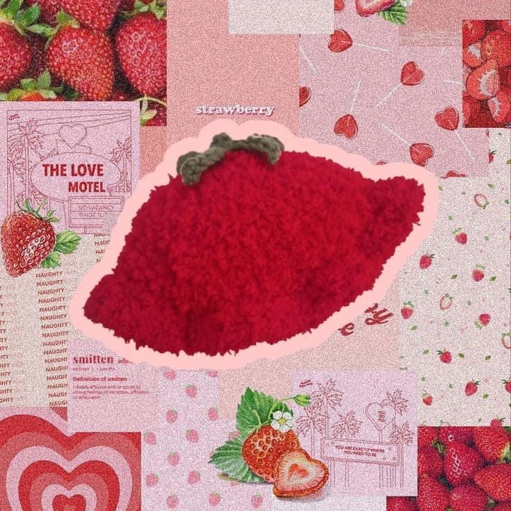 Mũ Len Móc Dâu Strawberry Bucket Hat