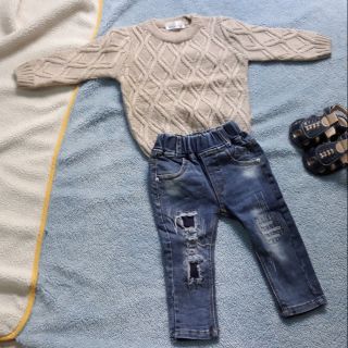 Set áo len và quần jean cho bé new 100%