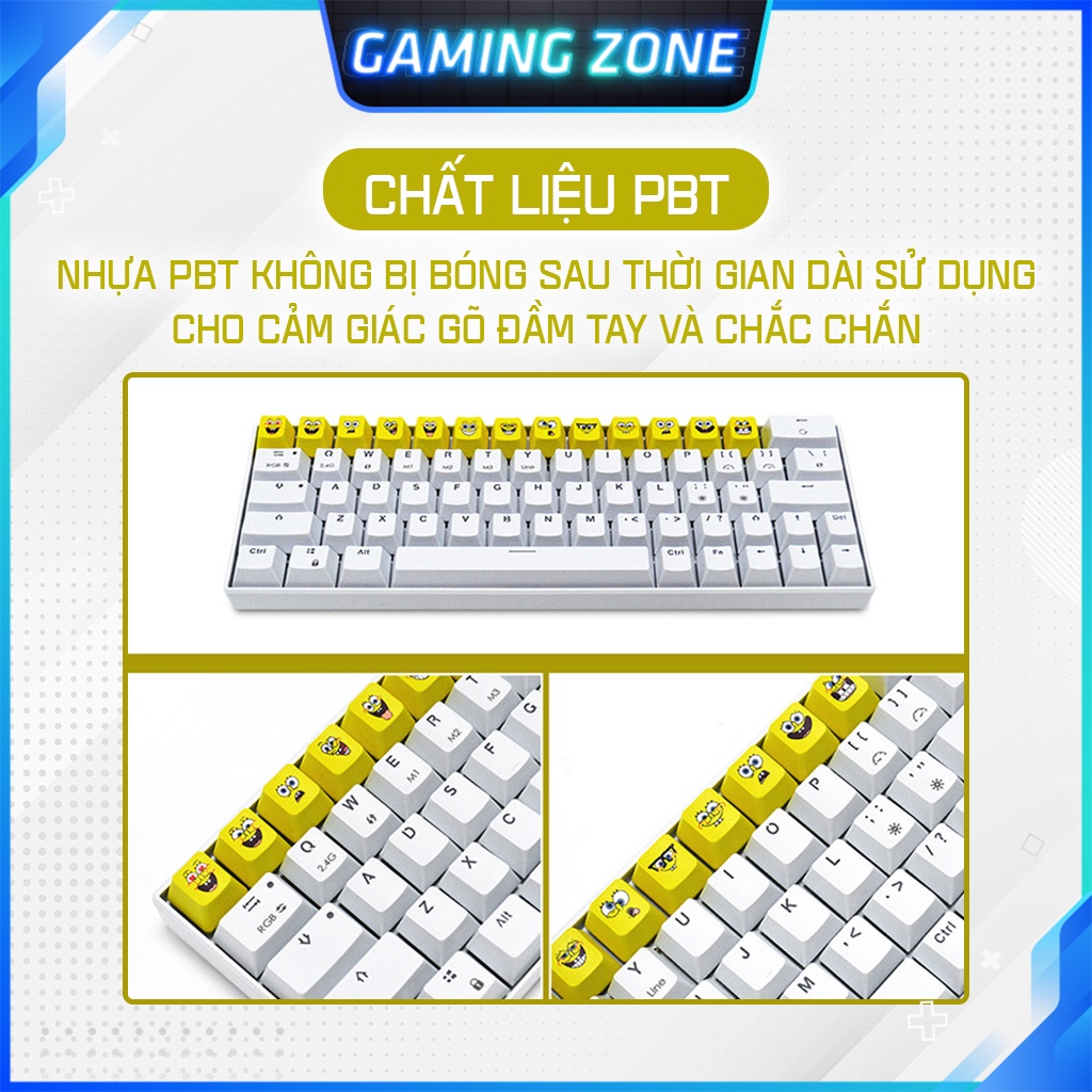 Keycap bàn phím cơ Chức Năng Pac Man/Mario/One Piece/Dragon Ball/Naruto nhựa PBT siêu đẹp