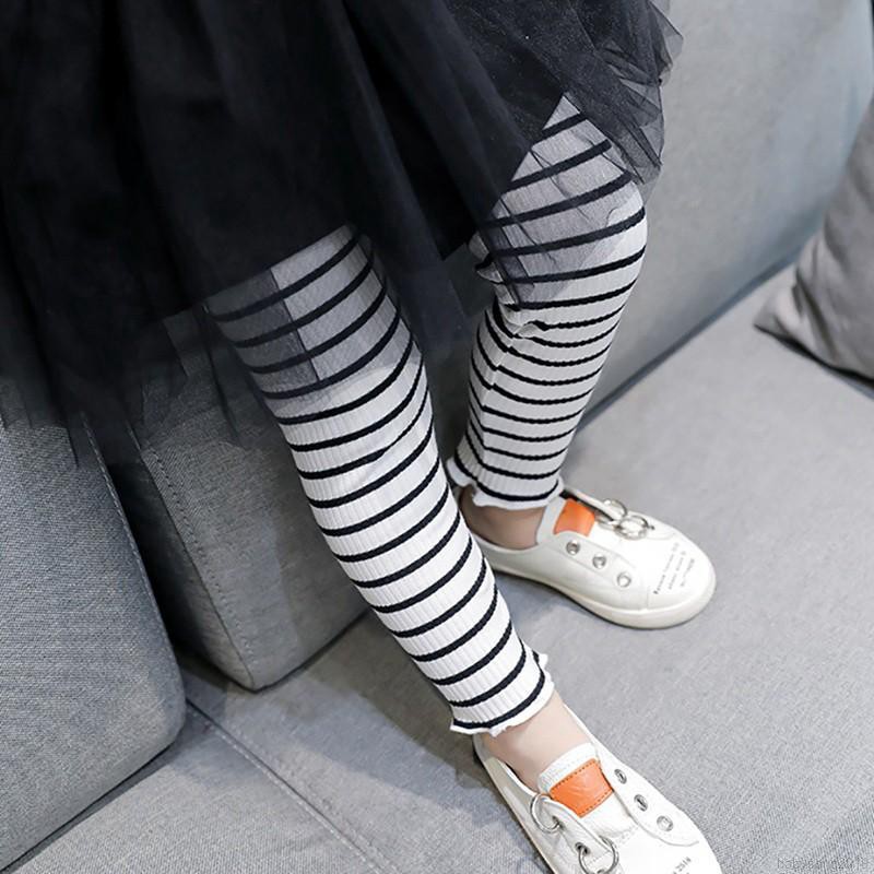 Quần legging họa tiết kẻ sọc thời trang thoải mái cho bé gái