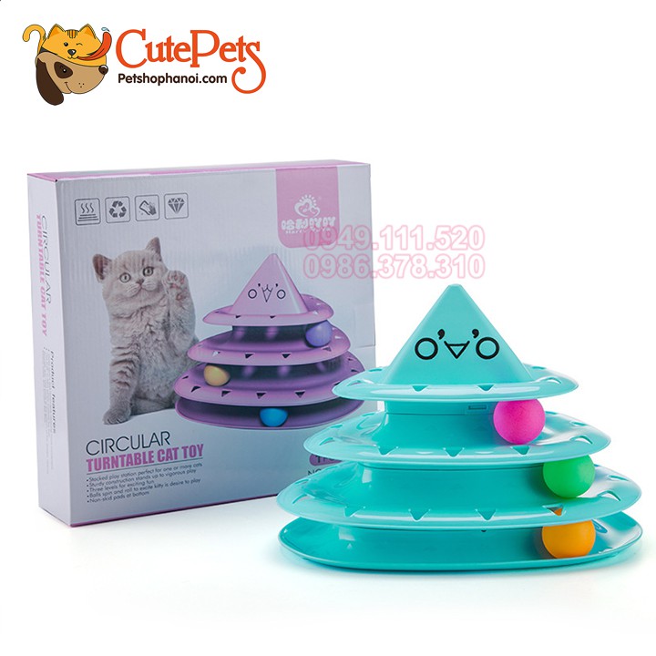 Đồ chơi mèo bóng 3 tầng Dành cho mèo - CutePets Phụ kiện chó mèo Pet shop Hà Nội