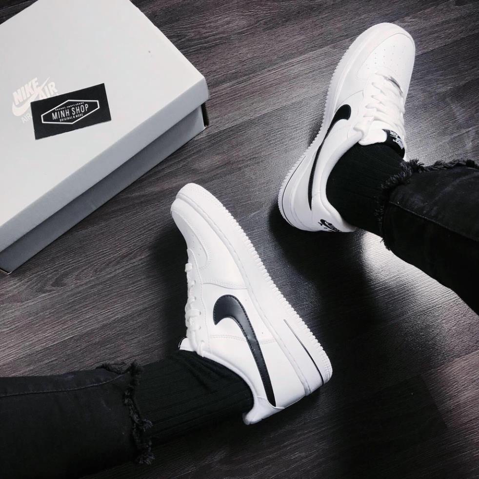Giày AF1 trắng vệt đen, giày AIR trắng tích đen thấp mới full phụ kiện hàng cao cấp, full size 36-43