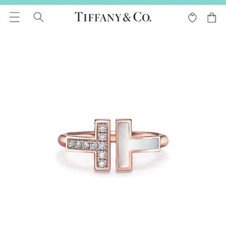 Nhẫn hở mặt chữ T đôi mạ vàng hồng 18K đính đá thời trang