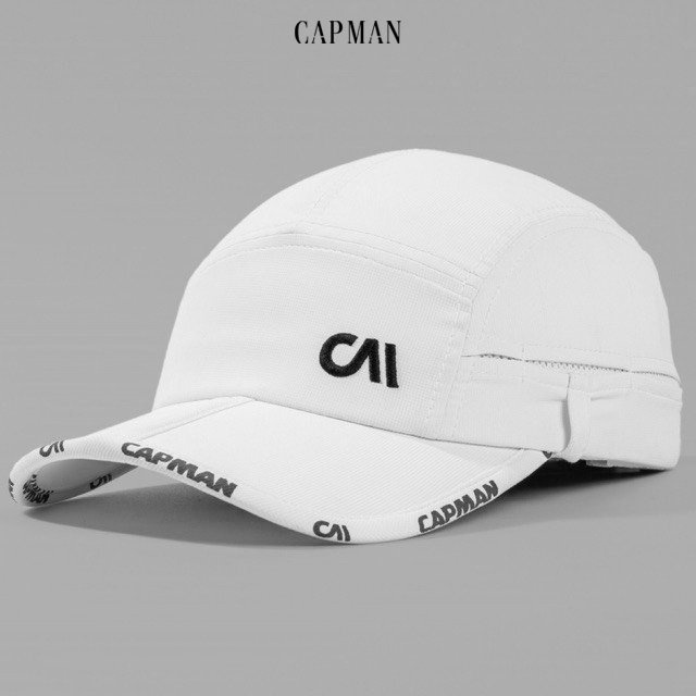 Mũ lưỡi trai chính hãng CAPMAN thể thao, màu trắng in hoạ tiết CM111