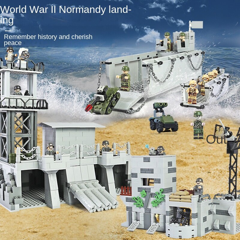 Bộ Đồ Chơi Lắp Ráp Lego MOC World War II Series Normandy Fortress Land
