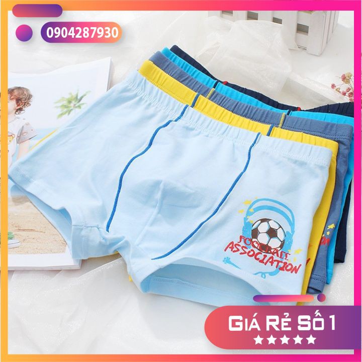 Set 4 Quần Sịp Đùi Cho Bé Trai Cao Cấp - Quần lót bé trai Boxer chất Cotton Mềm Mại Cho Bé Thoải Mái Vận Động