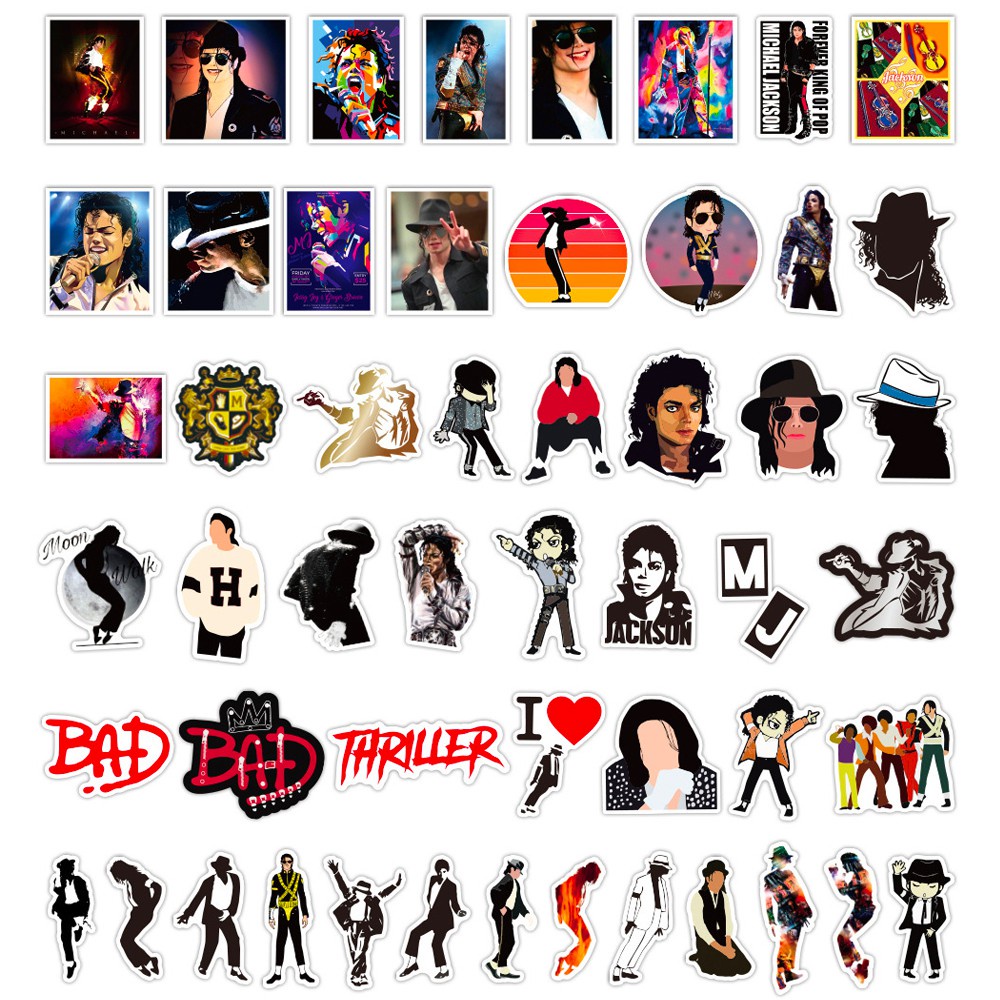 J· Bộ Hình Dán Chống Thấm Michael Jackson MJ, 50 tờ/bộ