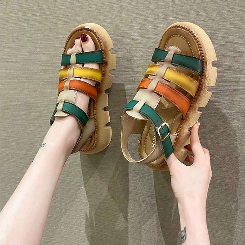 Giày sandal IELGY đế xuồng phong cách vintage thời trang đi biển cho nữ