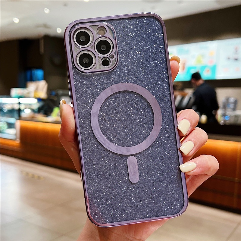 Ốp Điện Thoại TPU Mềm Trong Suốt Mạ Điện Từ Tính Cho IPhone 13 12 11 X Xr Xs Max 7 8 Plus