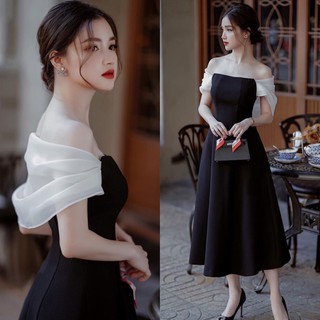 Đầm xòe trễ vai phối voan - VBEO257