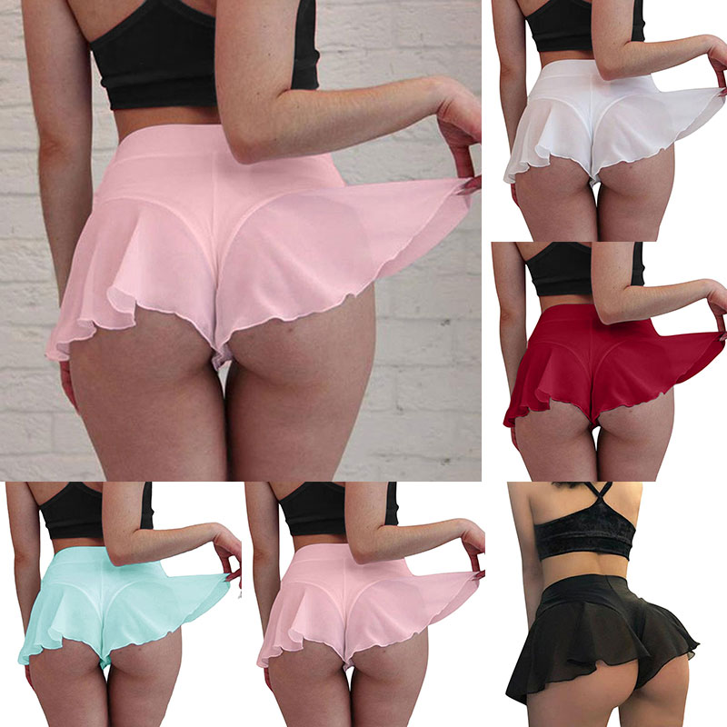 Quần váy short khiêu vũ ôm sát phối kiểu nhún bèo phong cách Âu Mỹ