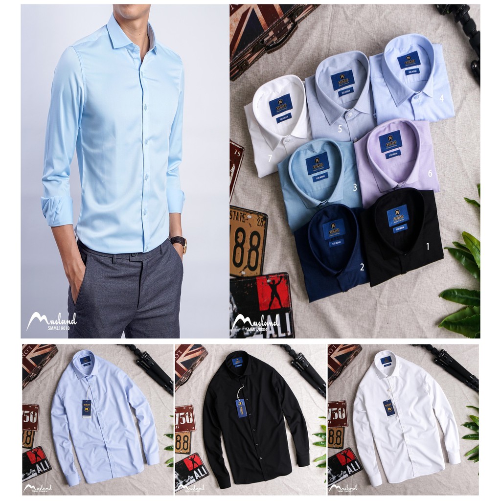 HÀNG VNXK - -Áo sơmi nam MUSLAND Modal co giãn nhẹ siêu chất- không nhăn mịn mát- - - ML5
