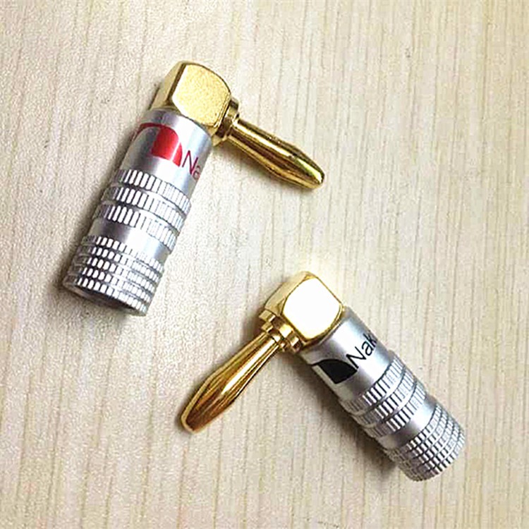 4 pcs 24K Gold 90 Degree Right Angle Nakamichi Speaker Banana Plugs